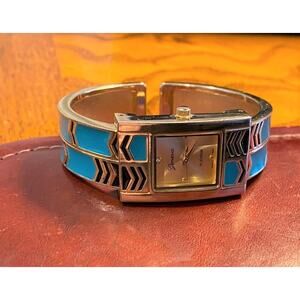 Women's 20mm Gold Tone Geneva Platinum Watch, Black and Green Accents